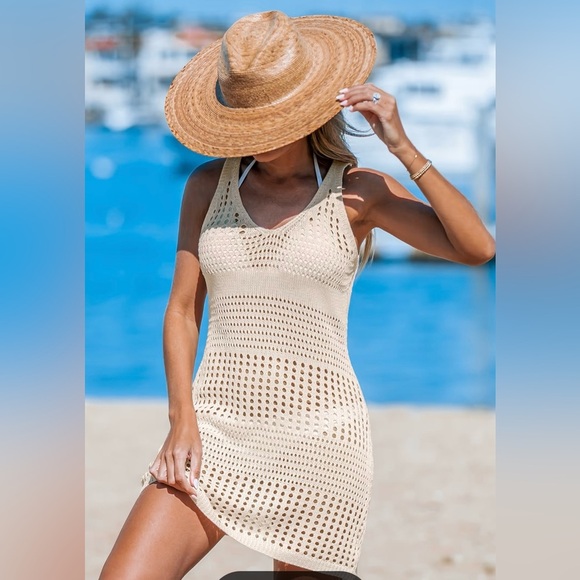 Cupshe Knit Sleeveless Cutout Mini Cover-Up Beach Dress Womens XS NWT - Picture 1 of 3